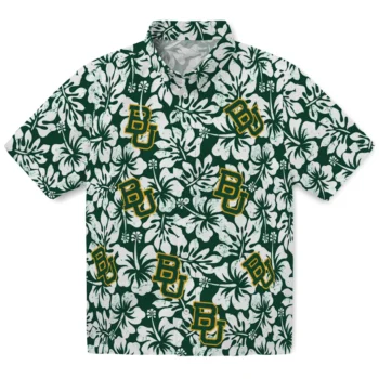 baylor bears hibiscus motif green white hawaiian shirts best selling