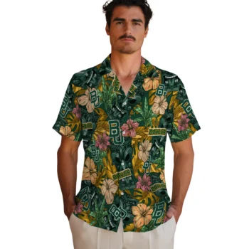 baylor bears tiki jungle green hawaiian shirts fashion forward