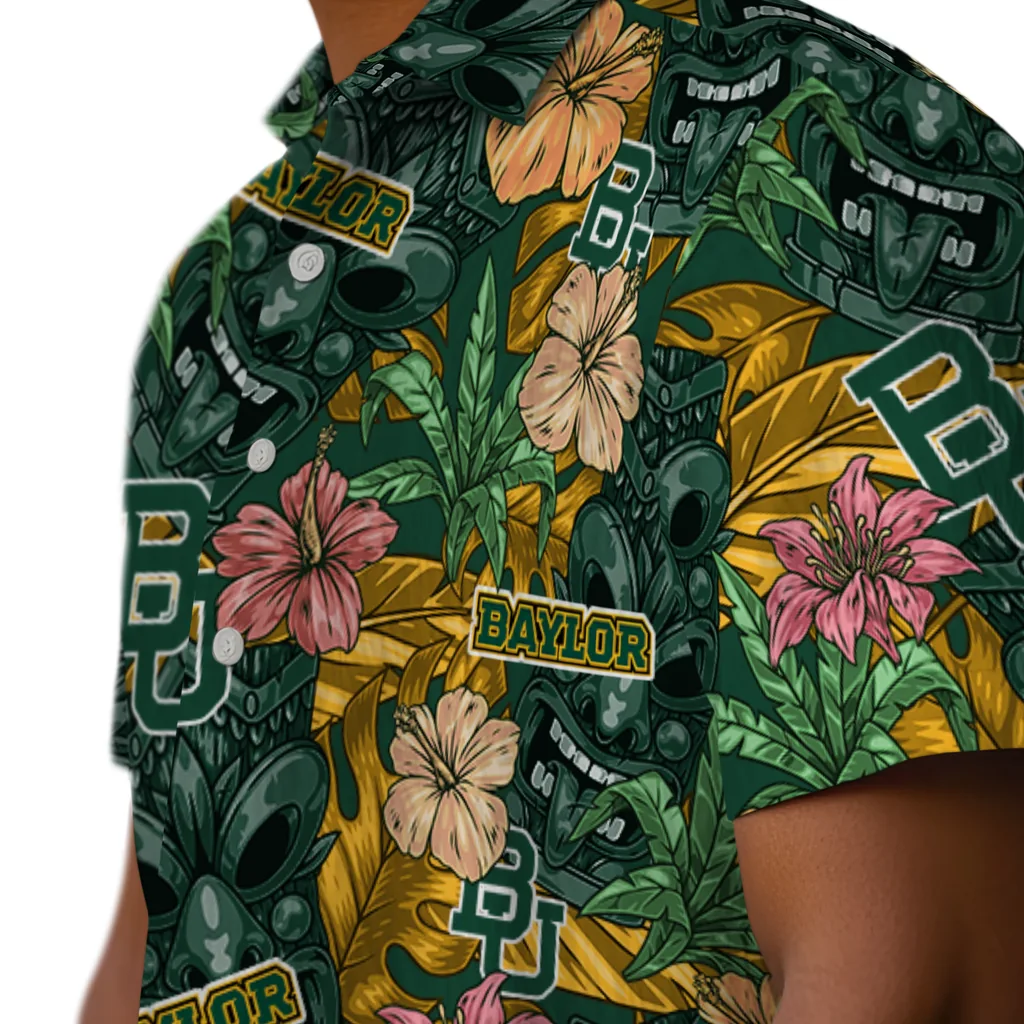 Baylor Bears Hawaiian Shirt - Hibiscus Tiki Jungle baylor bears tiki jungle green hawaiian shirts trendy