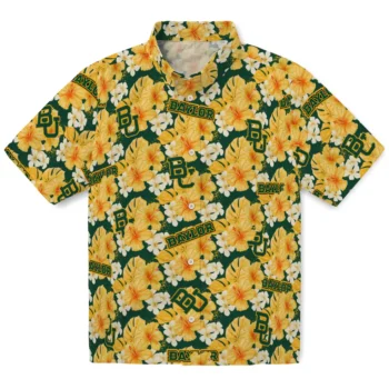 baylor bears hibiscus tropics green yellow hawaiian shirts best selling