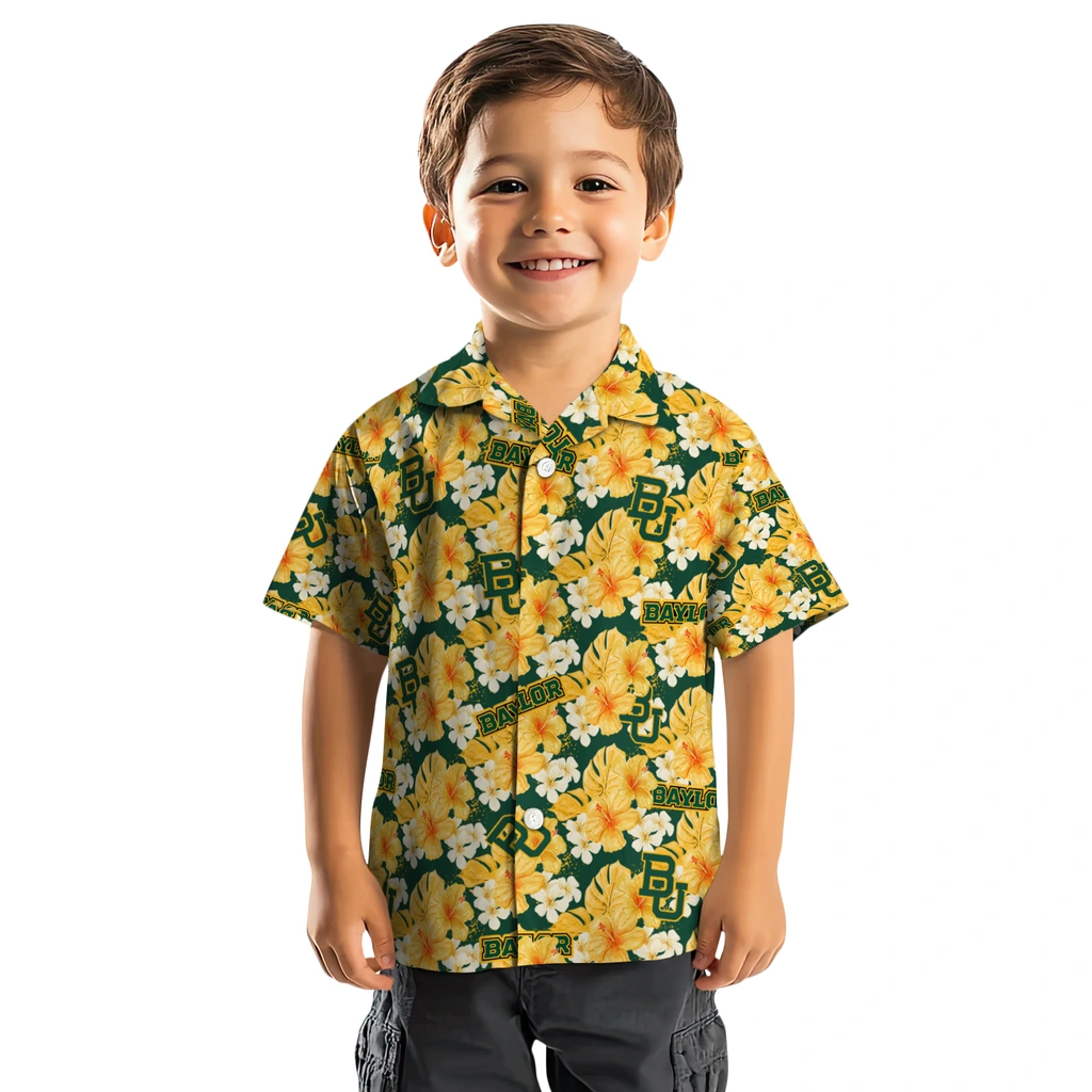 Baylor Bears Hawaiian Shirt - Hibiscus Tropics baylor bears hibiscus tropics green yellow hawaiian shirts top rated