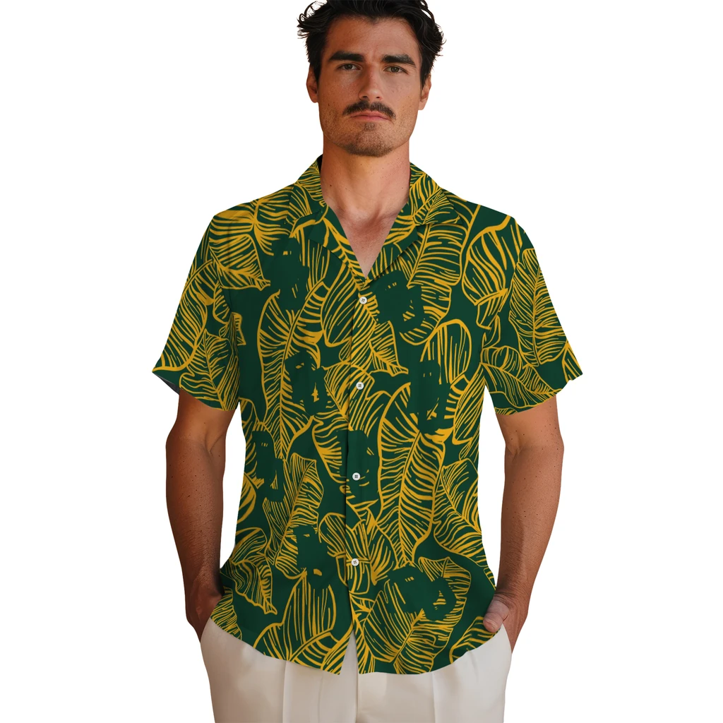 Baylor Bears Hawaiian Shirt - Leaf Outline baylor bears leaf outline green hawaiian shirts fashion forward
