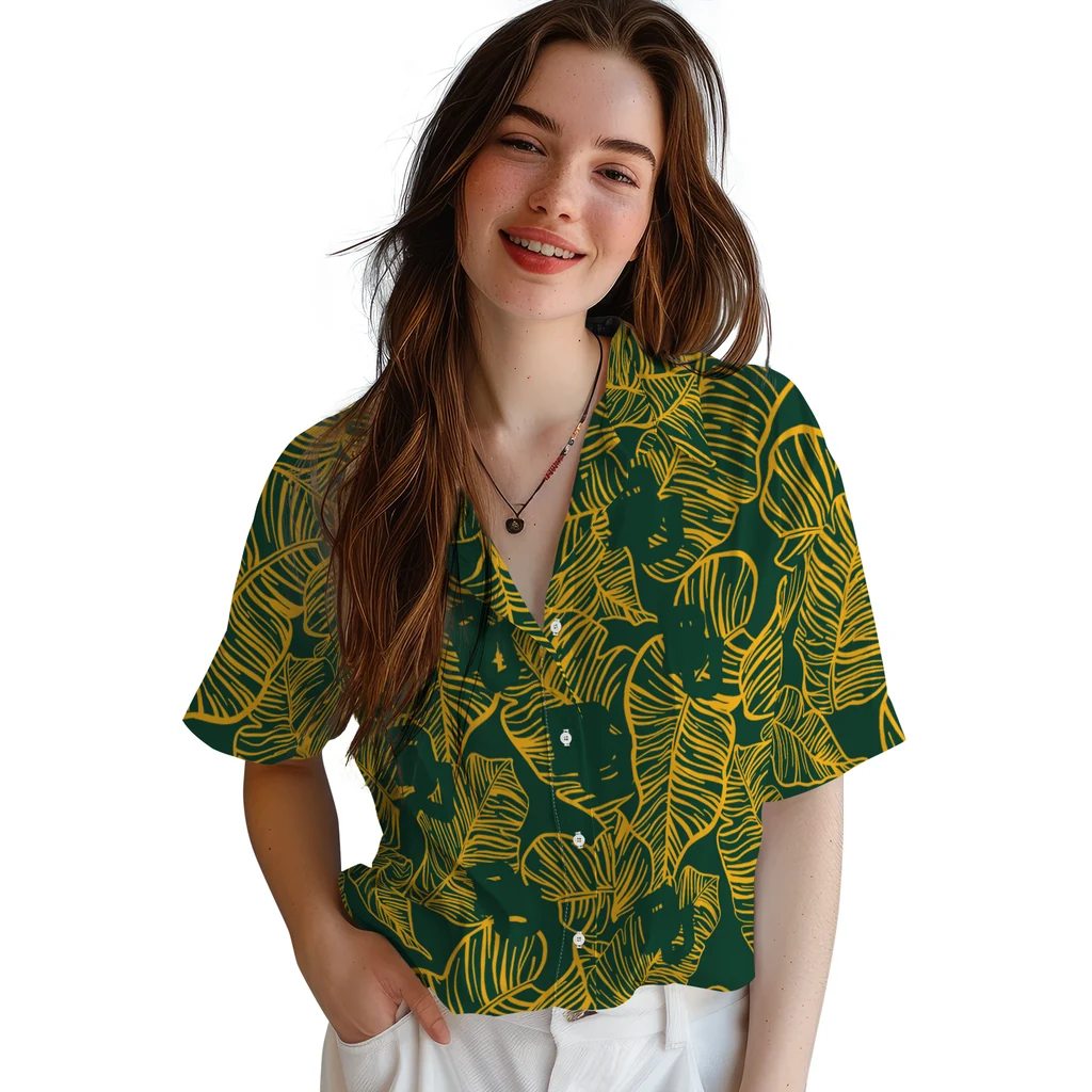 Baylor Bears Hawaiian Shirt - Leaf Outline baylor bears leaf outline green hawaiian shirts latest model