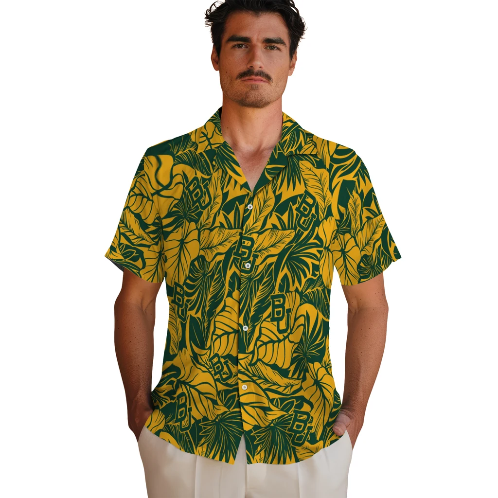 Baylor Bears Hawaiian Shirt - Monstera Layer baylor bears monstera layer green hawaiian shirts fashion forward