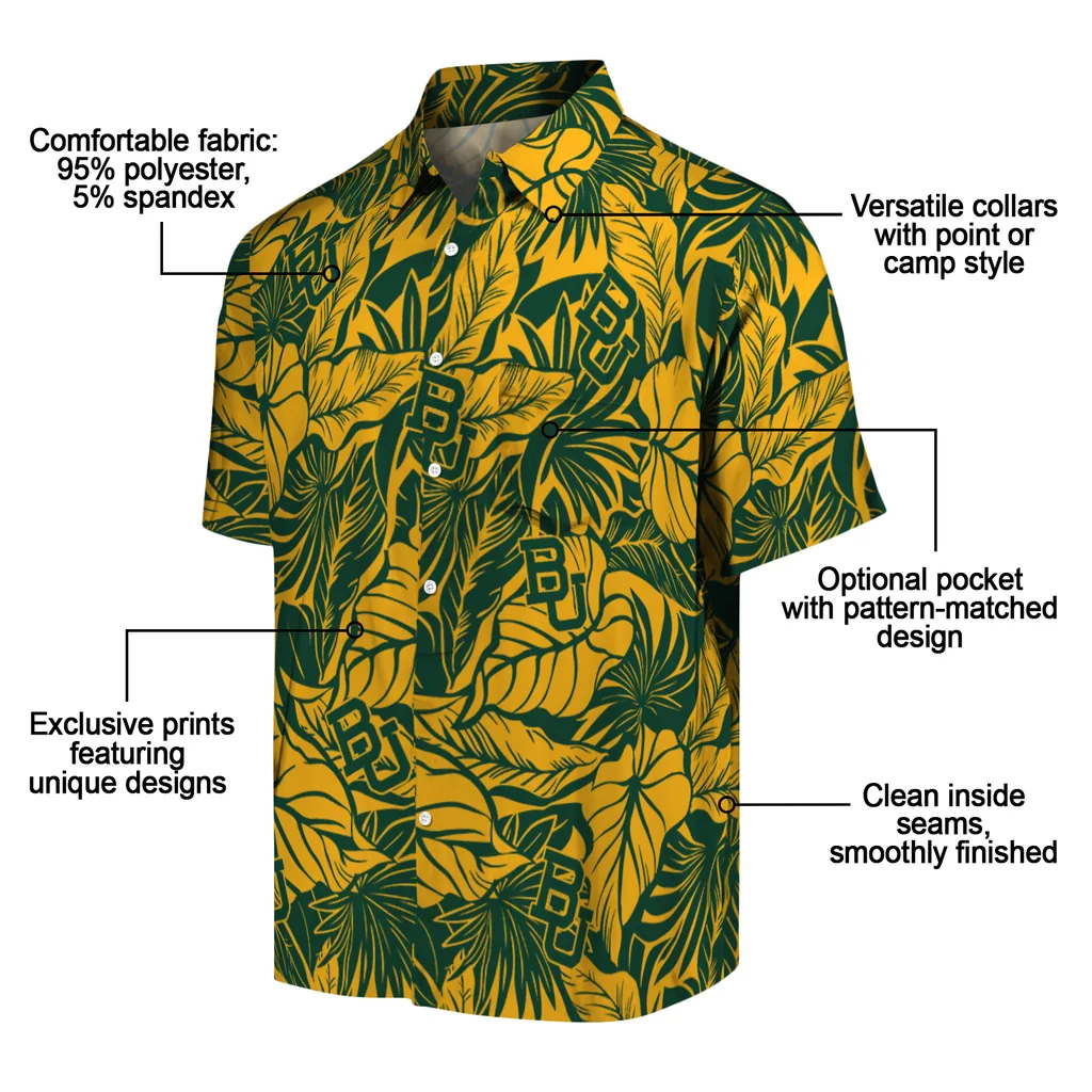 Baylor Bears Hawaiian Shirt - Monstera Layer baylor bears monstera layer green hawaiian shirts new arrival