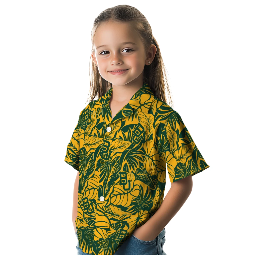 Baylor Bears Hawaiian Shirt - Monstera Layer baylor bears monstera layer green hawaiian shirts premium grade