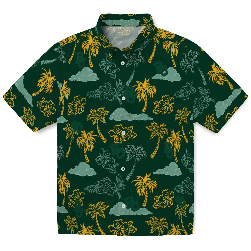 Baylor Bears Hawaiian Shirt - Palm And Clouds baylor bears palm and clouds green hawaiian shirts best selling