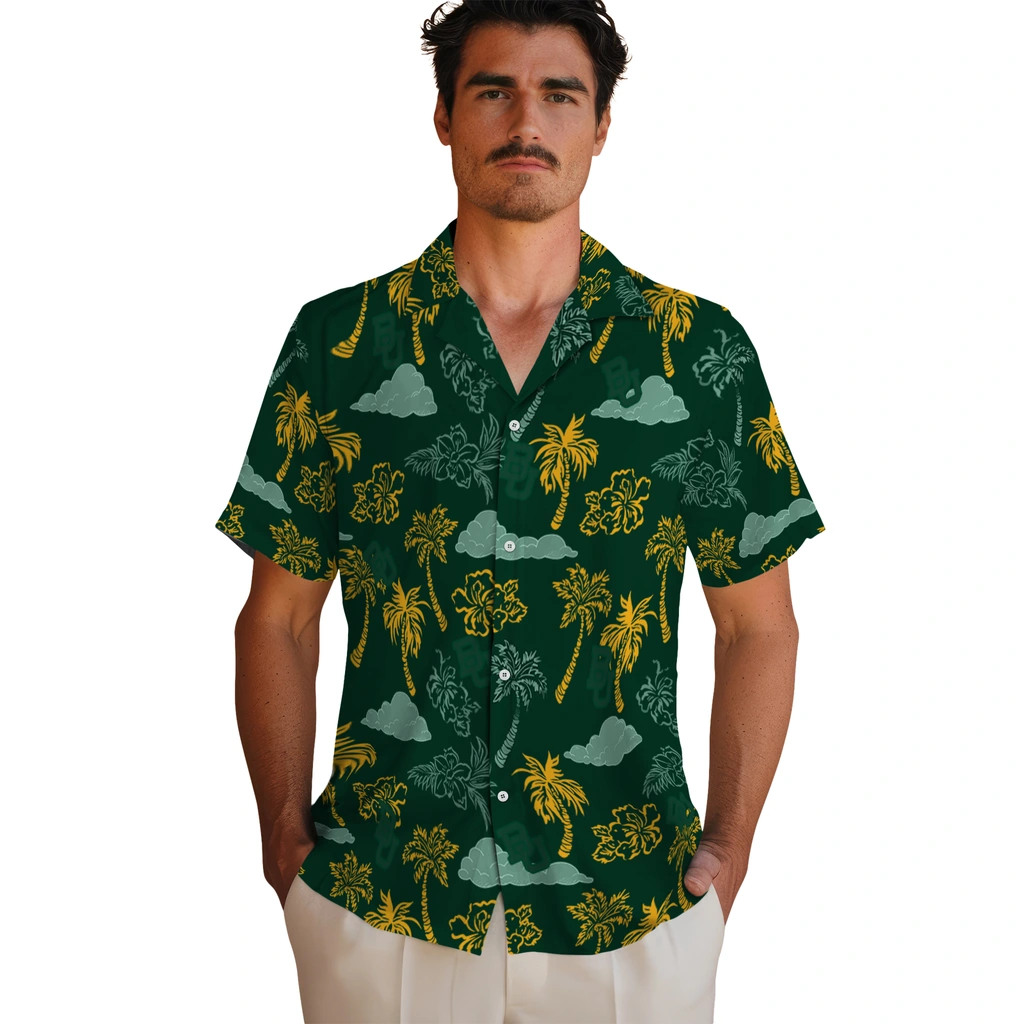 Baylor Bears Hawaiian Shirt - Palm And Clouds baylor bears palm and clouds green hawaiian shirts fashion forward