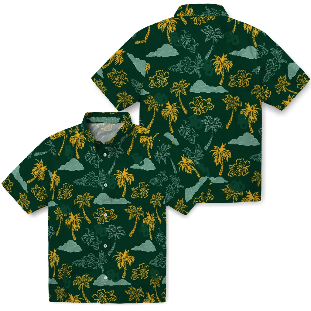 Baylor Bears Hawaiian Shirt - Palm And Clouds baylor bears palm and clouds green hawaiian shirts high quality
