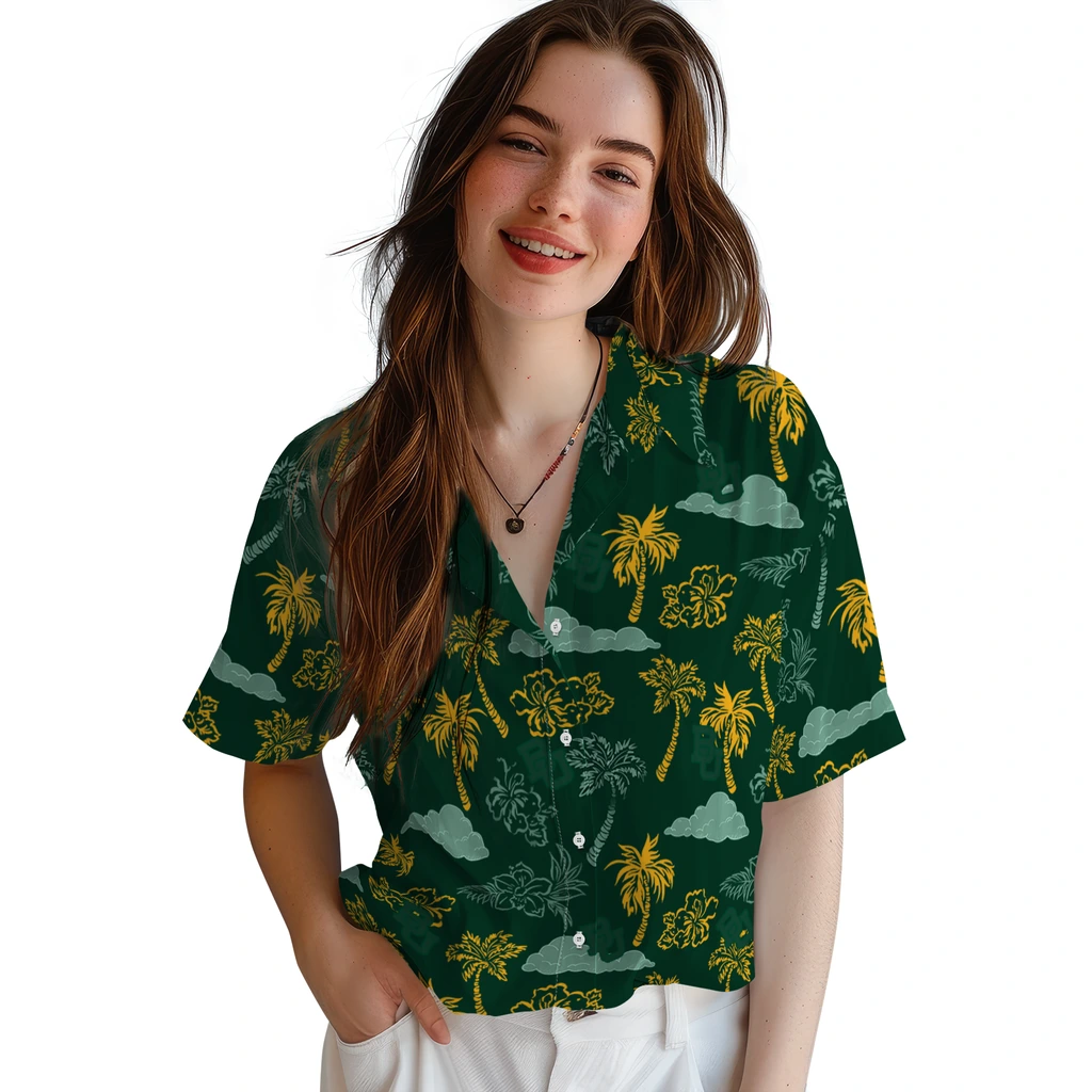 Baylor Bears Hawaiian Shirt - Palm And Clouds baylor bears palm and clouds green hawaiian shirts latest model