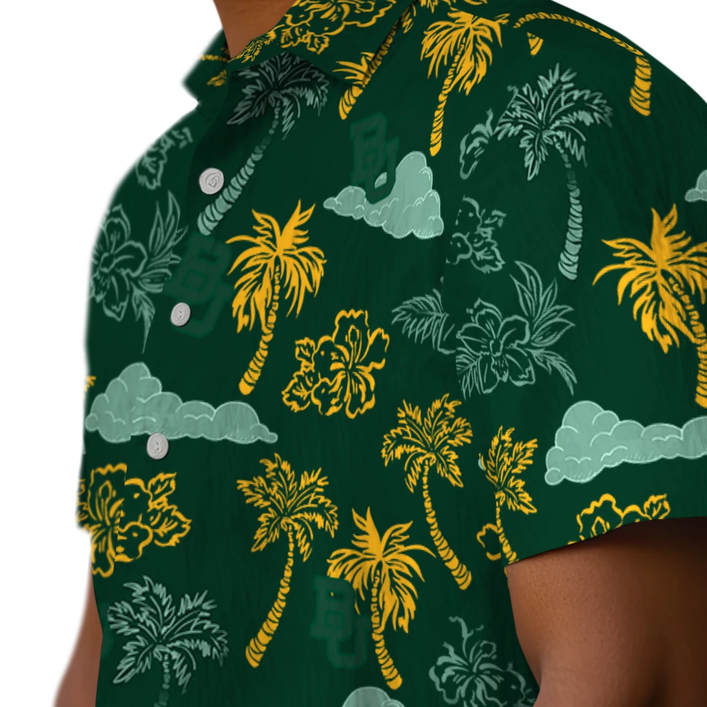 Baylor Bears Hawaiian Shirt - Palm And Clouds baylor bears palm and clouds green hawaiian shirts trendy