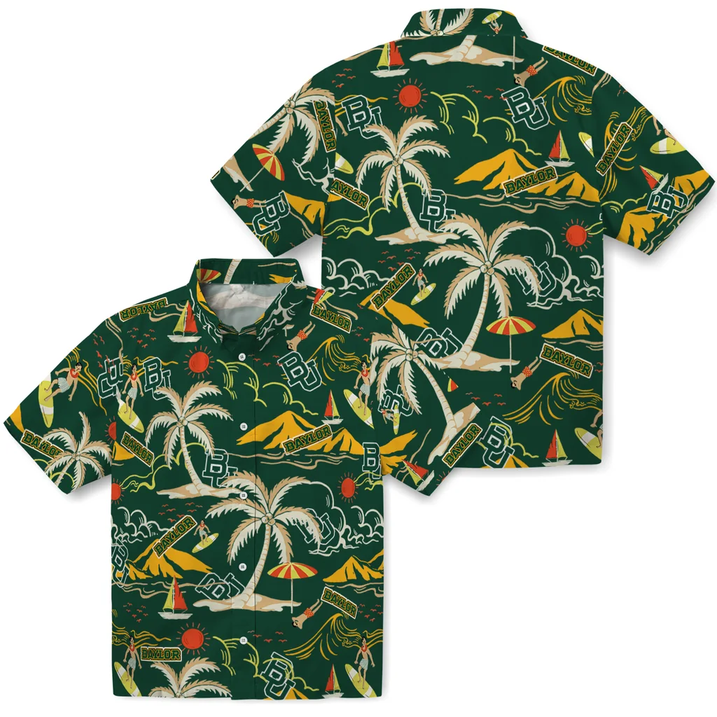 Baylor Bears Hawaiian Shirt - Palm Tree Island baylor bears palm tree island green hawaiian shirts high quality