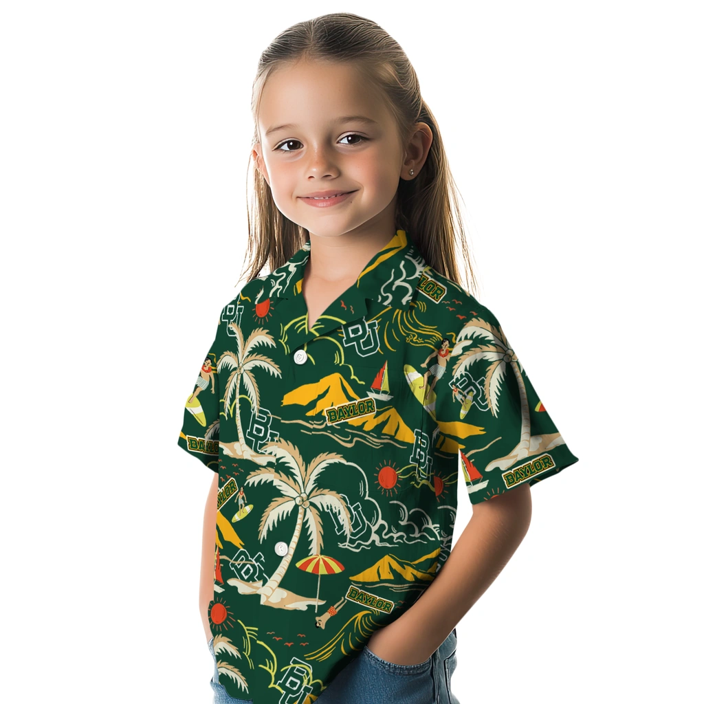 Baylor Bears Hawaiian Shirt - Palm Tree Island baylor bears palm tree island green hawaiian shirts premium grade