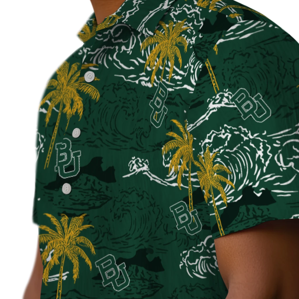 Baylor Bears Hawaiian Shirt - Wave Palm baylor bears wave palm green hawaiian shirts trendy