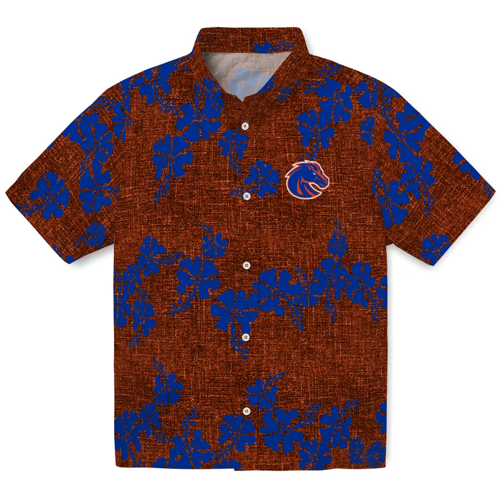 Boise State Broncos Hawaiian Shirt - 50th State Flower boise state broncos hibiscus petals orange hawaiian shirts best selling