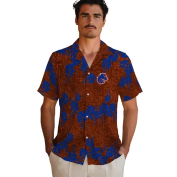 boise state broncos hibiscus petals orange hawaiian shirts fashion forward