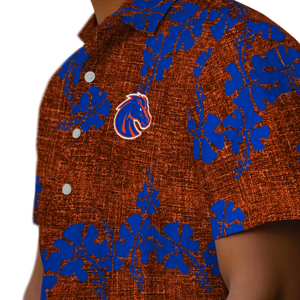 Boise State Broncos Hawaiian Shirt - 50th State Flower boise state broncos hibiscus petals orange hawaiian shirts trendy