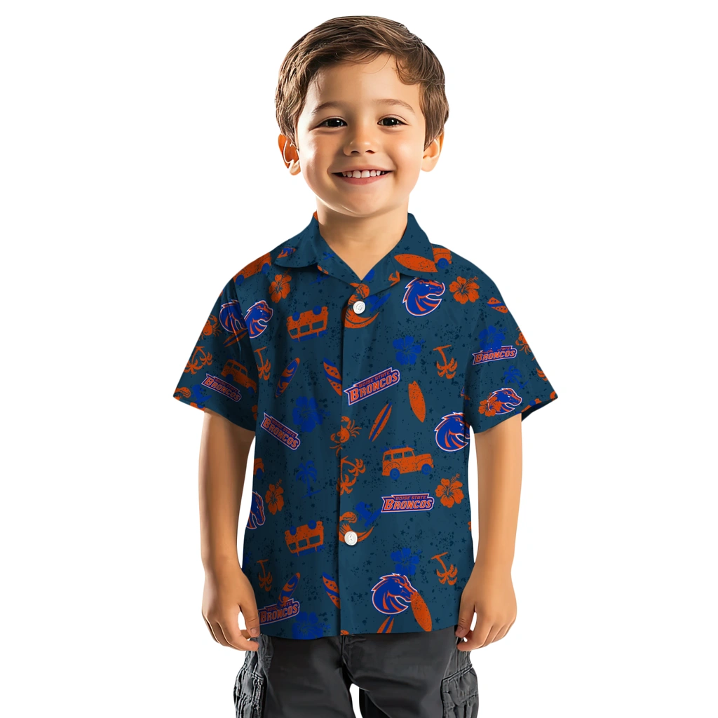 Boise State Broncos Hawaiian Shirt - Beach Vibe boise state broncos beach vibe navy hawaiian shirts top rated