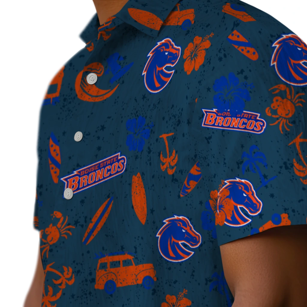Boise State Broncos Hawaiian Shirt - Beach Vibe boise state broncos beach vibe navy hawaiian shirts trendy