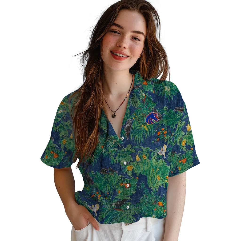 Boise State Broncos Hawaiian Shirt - Bird Canopy boise state broncos bird canopy green hawaiian shirts latest model