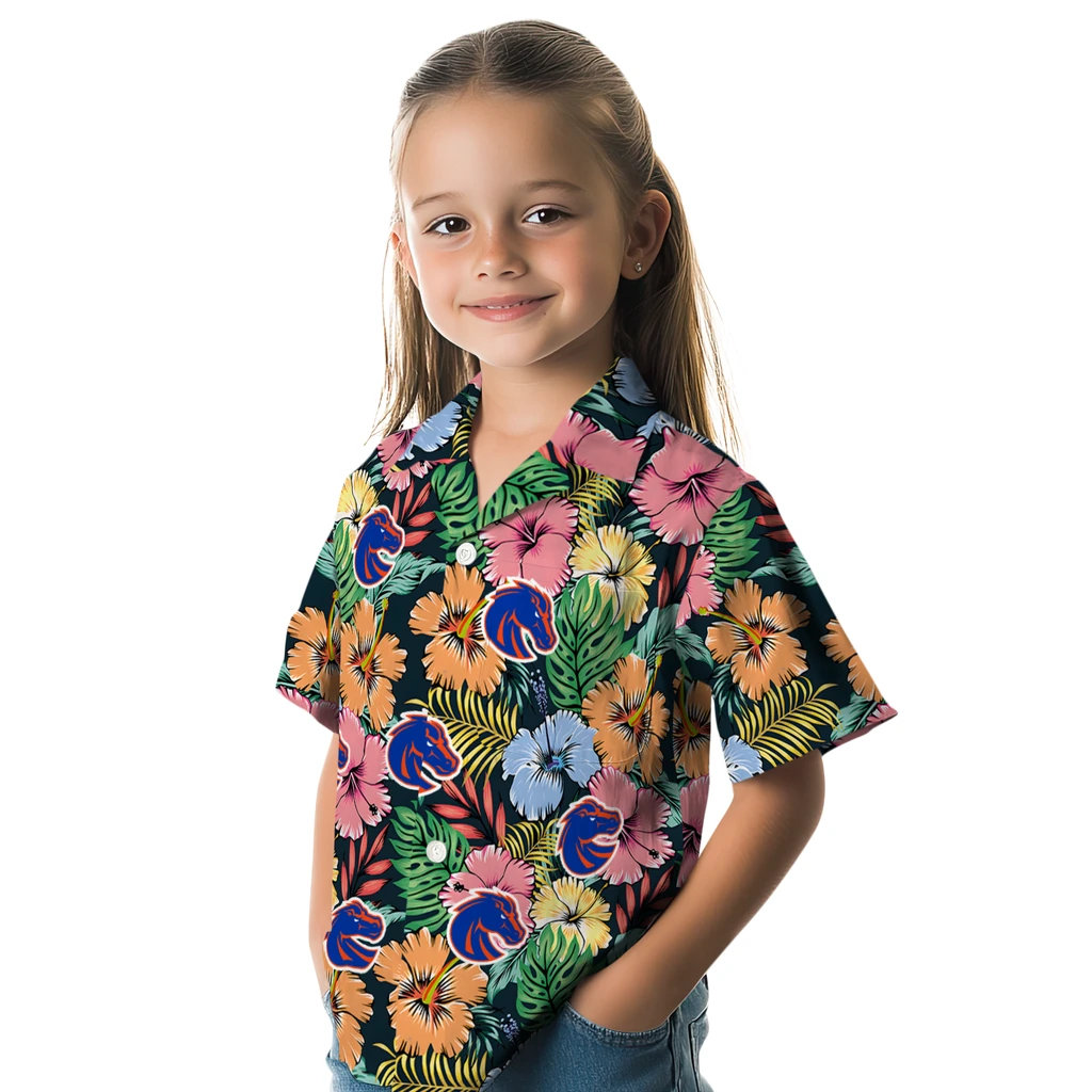 Boise State Broncos Hawaiian Shirt - Brilliant Hibiscus Garden boise state broncos brilliant hibiscus garden hawaiian shirts premium grade
