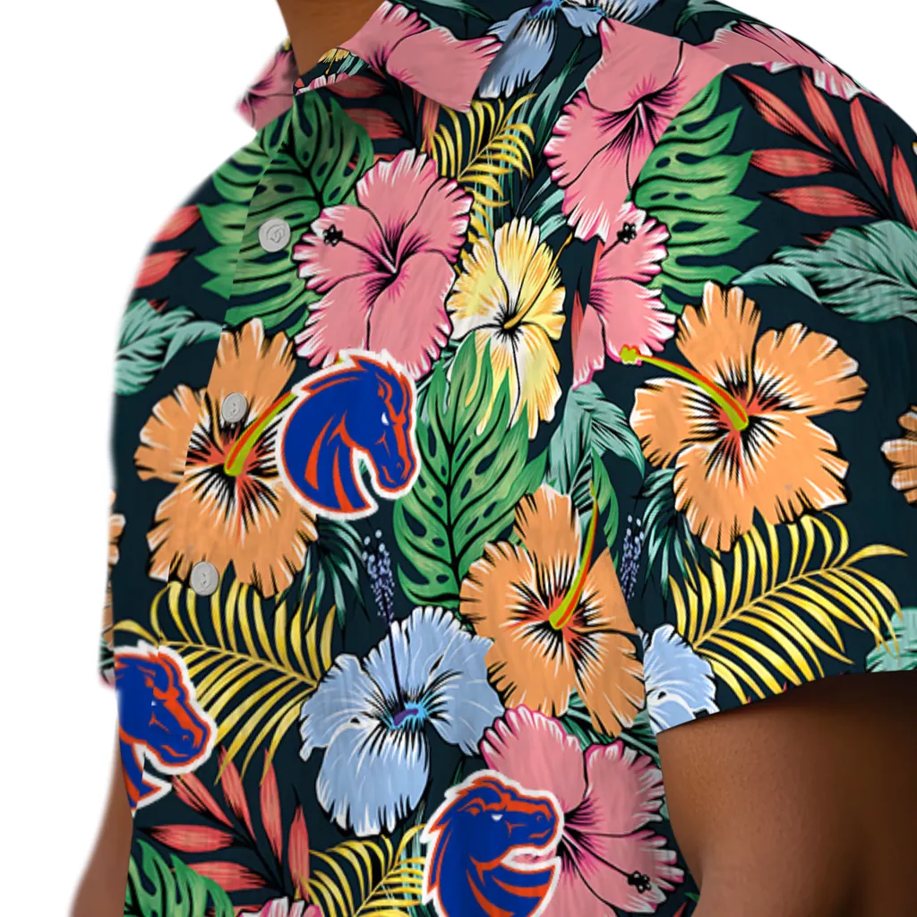 Boise State Broncos Hawaiian Shirt - Brilliant Hibiscus Garden boise state broncos brilliant hibiscus garden hawaiian shirts trendy