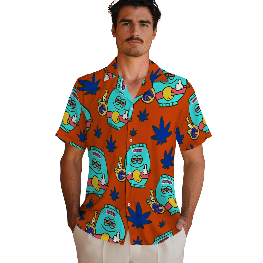 Boise State Broncos Hawaiian Shirt - Chill Vibe boise state broncos bong smile orange hawaiian shirts fashion forward