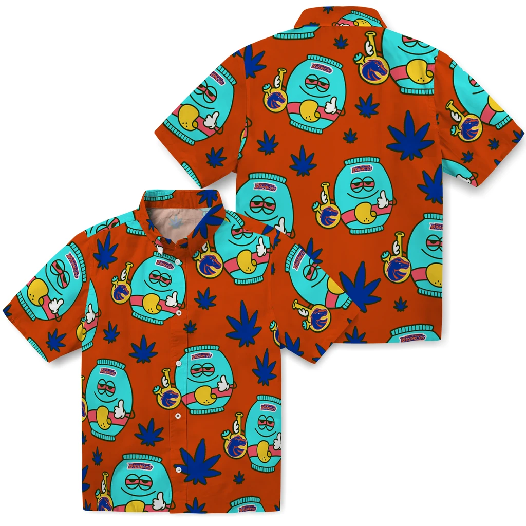 Boise State Broncos Hawaiian Shirt - Chill Vibe boise state broncos bong smile orange hawaiian shirts high quality