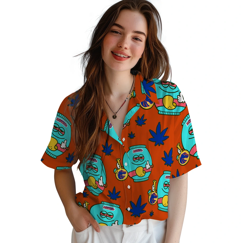 Boise State Broncos Hawaiian Shirt - Chill Vibe boise state broncos bong smile orange hawaiian shirts latest model
