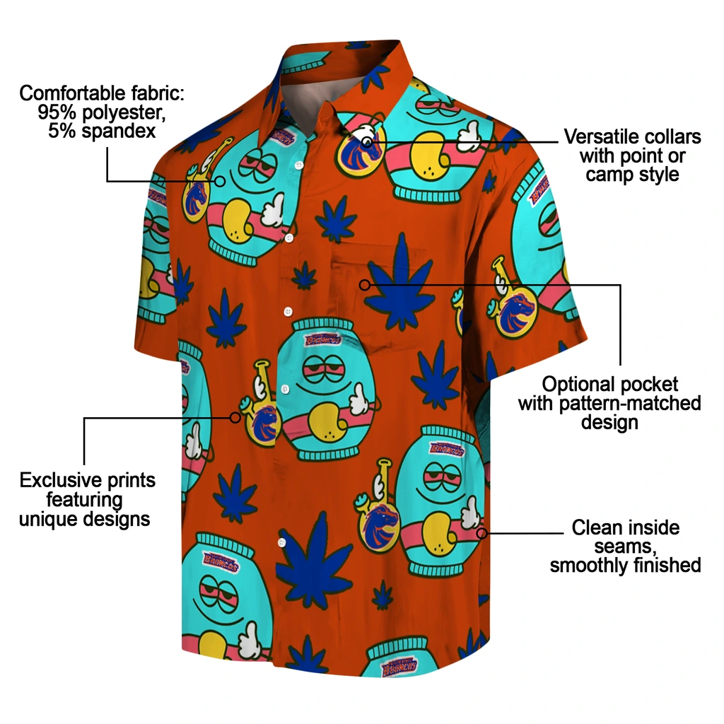 Boise State Broncos Hawaiian Shirt - Chill Vibe boise state broncos bong smile orange hawaiian shirts new arrival