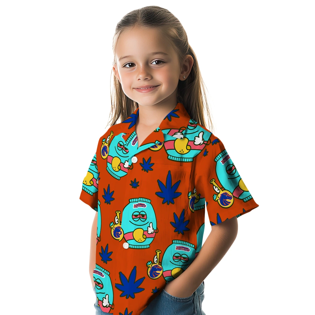 Boise State Broncos Hawaiian Shirt - Chill Vibe boise state broncos bong smile orange hawaiian shirts premium grade