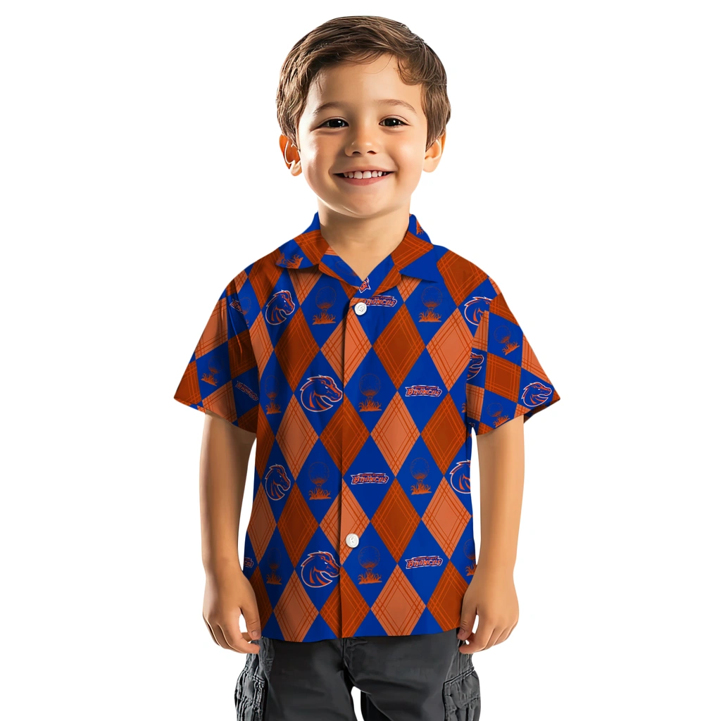 Boise State Broncos Hawaiian Shirt - Golfing Plaid boise state broncos balloon plaid orange hawaiian shirts top rated