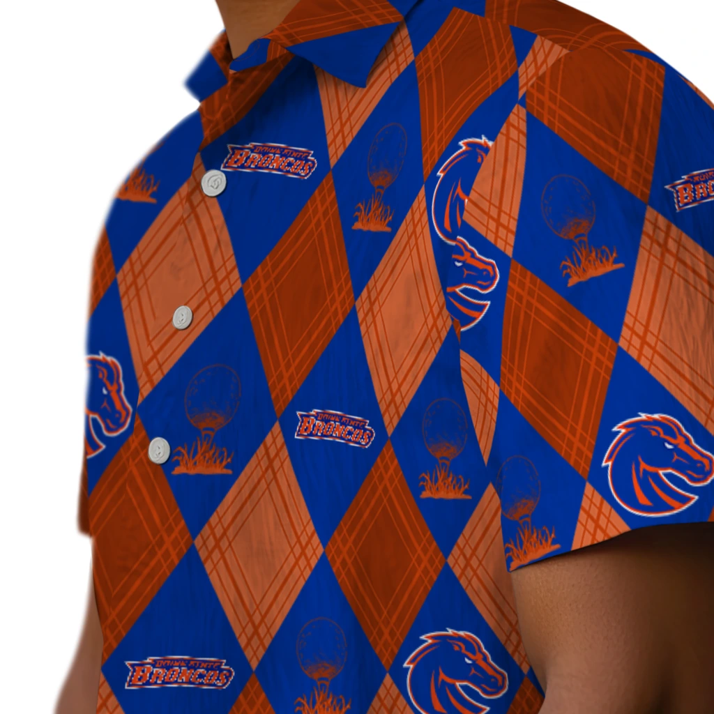 Boise State Broncos Hawaiian Shirt - Golfing Plaid boise state broncos balloon plaid orange hawaiian shirts trendy