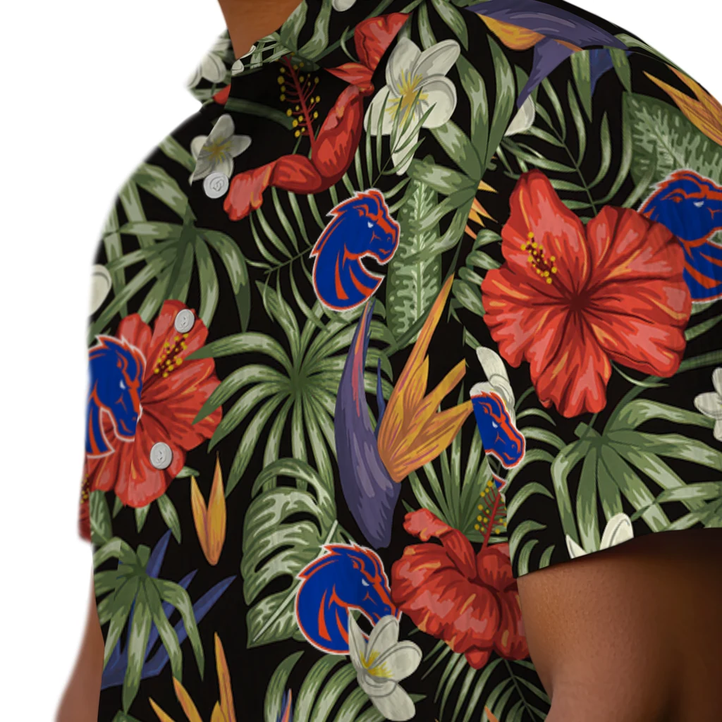 Boise State Broncos Hawaiian Shirt - Hawaii Floral Hibiscus boise state broncos hibiscus bird hawaiian shirts trendy