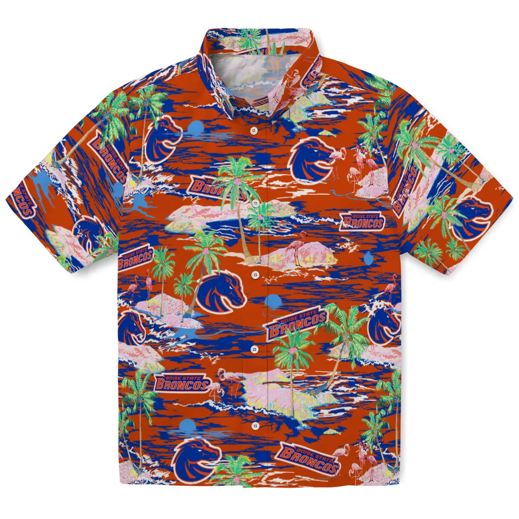 Boise State Broncos Hawaiian Shirt - Hawaii Island boise state broncos flamingo retreat orange hawaiian shirts best selling