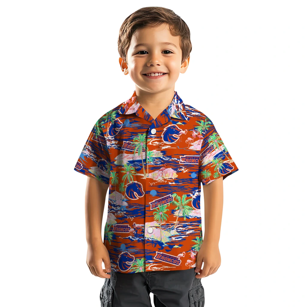 Boise State Broncos Hawaiian Shirt - Hawaii Island boise state broncos flamingo retreat orange hawaiian shirts top rated