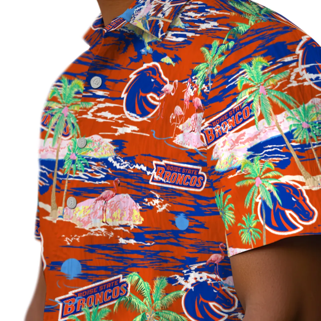 Boise State Broncos Hawaiian Shirt - Hawaii Island boise state broncos flamingo retreat orange hawaiian shirts trendy