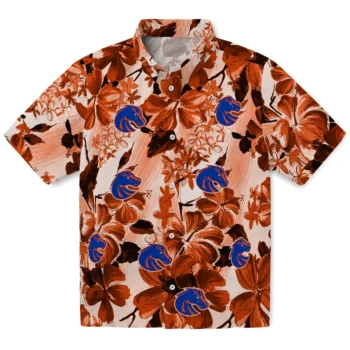 boise state broncos hibiscus arrangement orange hawaiian shirts best selling