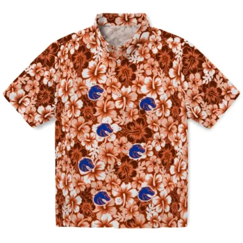 boise state broncos hibiscus blooms orange hawaiian shirts best selling