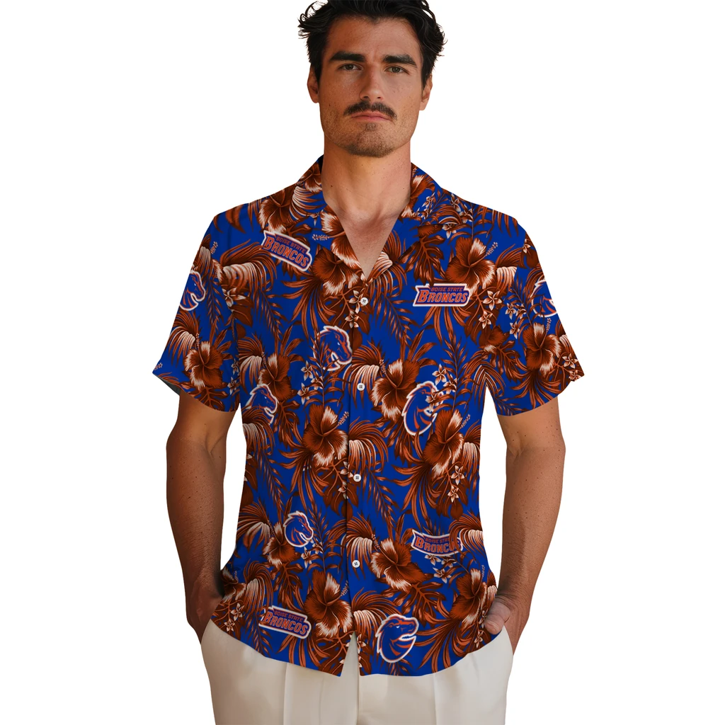 Boise State Broncos Hawaiian Shirt - Hibiscus Exotic boise state broncos hibiscus exotic orange hawaiian shirts fashion forward