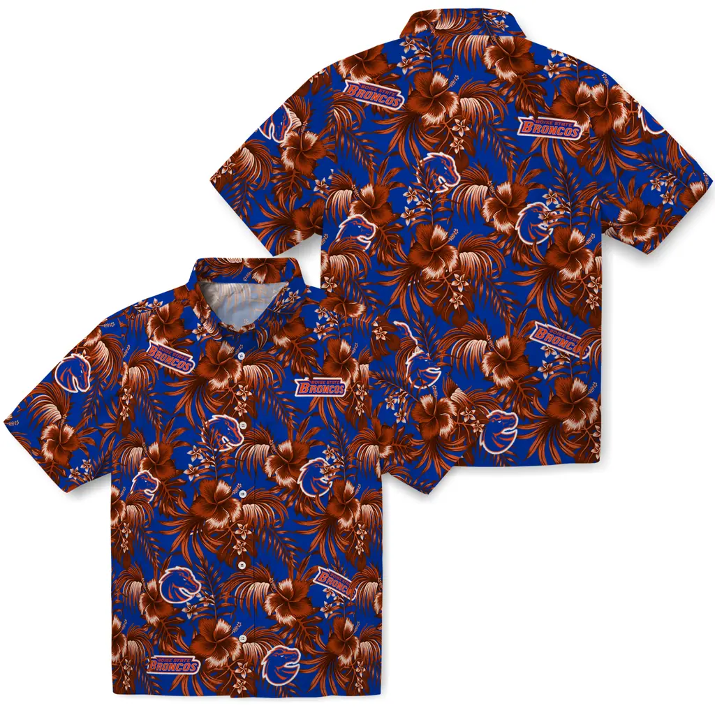 Boise State Broncos Hawaiian Shirt - Hibiscus Exotic boise state broncos hibiscus exotic orange hawaiian shirts high quality