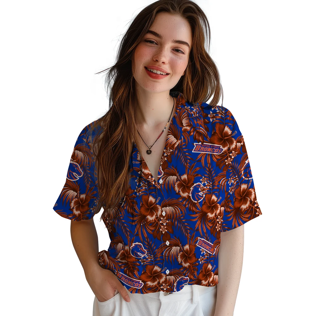 Boise State Broncos Hawaiian Shirt - Hibiscus Exotic boise state broncos hibiscus exotic orange hawaiian shirts latest model