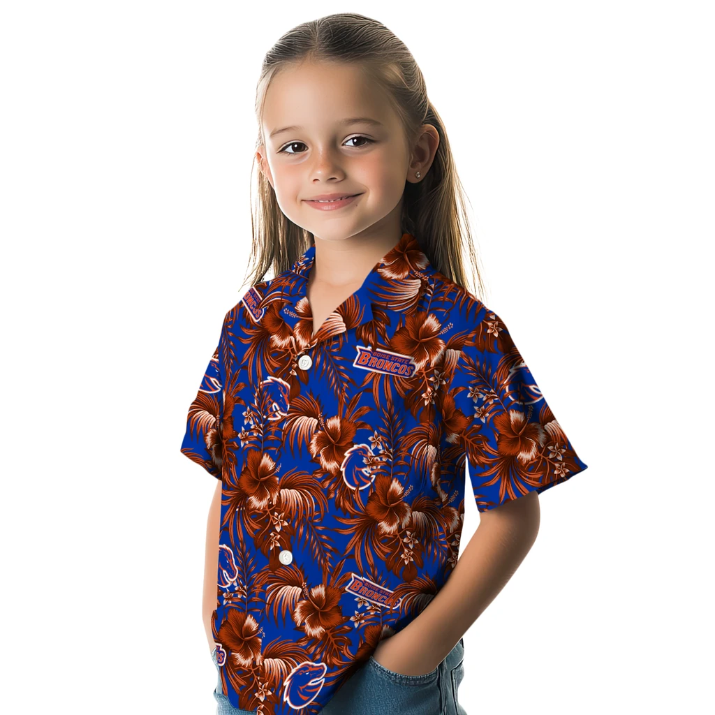 Boise State Broncos Hawaiian Shirt - Hibiscus Exotic boise state broncos hibiscus exotic orange hawaiian shirts premium grade