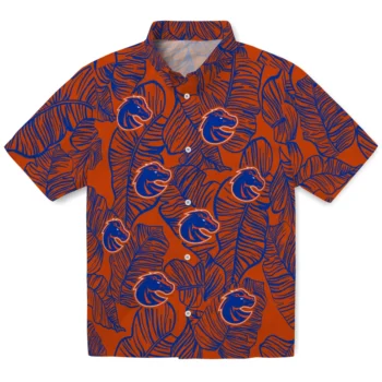 boise state broncos leaf outline orange hawaiian shirts best selling