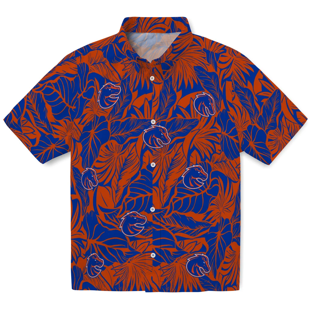 Boise State Broncos Hawaiian Shirt - Monstera Layer boise state broncos monstera layer orange hawaiian shirts best selling
