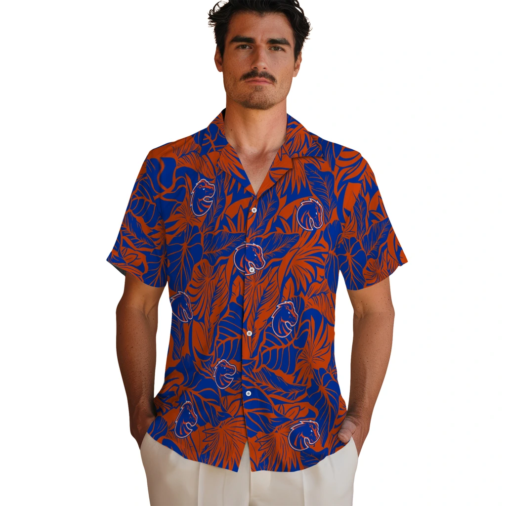 Boise State Broncos Hawaiian Shirt - Monstera Layer boise state broncos monstera layer orange hawaiian shirts fashion forward