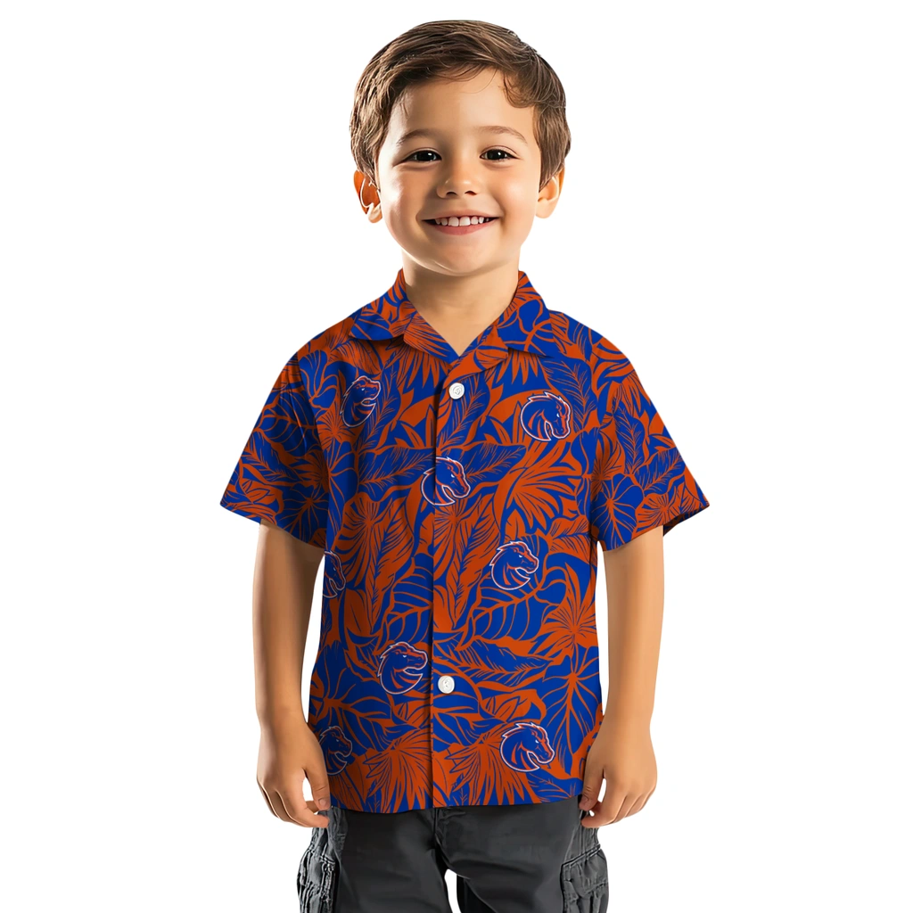 Boise State Broncos Hawaiian Shirt - Monstera Layer boise state broncos monstera layer orange hawaiian shirts top rated
