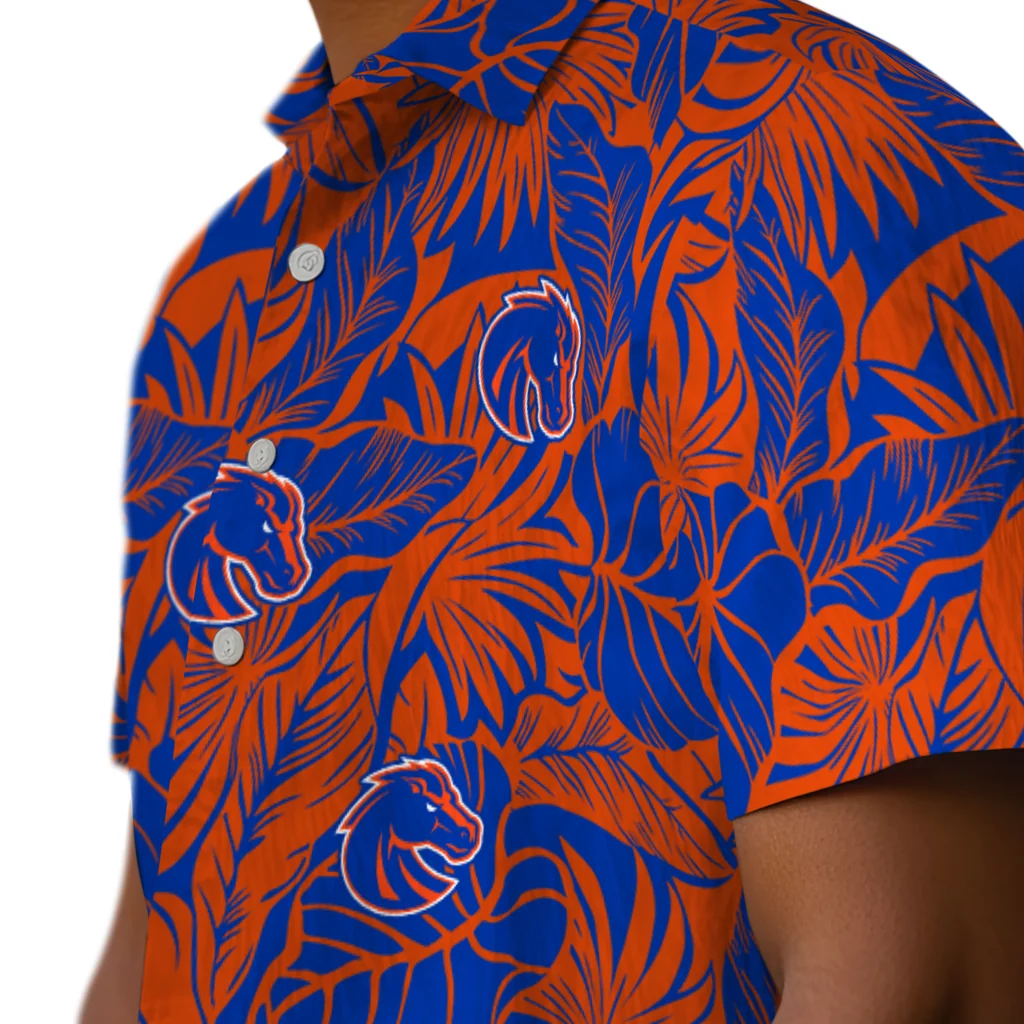 Boise State Broncos Hawaiian Shirt - Monstera Layer boise state broncos monstera layer orange hawaiian shirts trendy
