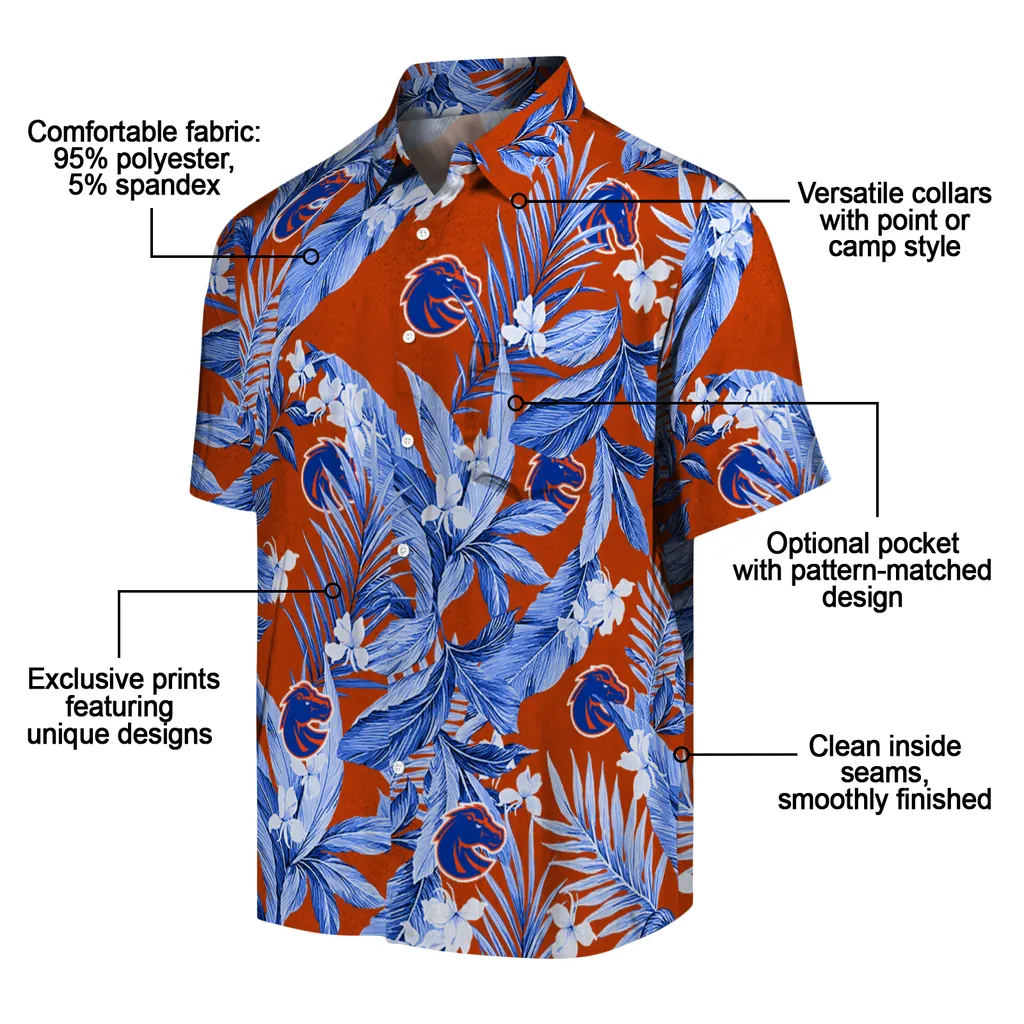 Boise State Broncos Hawaiian Shirt - Palm Leaves boise state broncos palm leaves orange hawaiian shirts new arrival