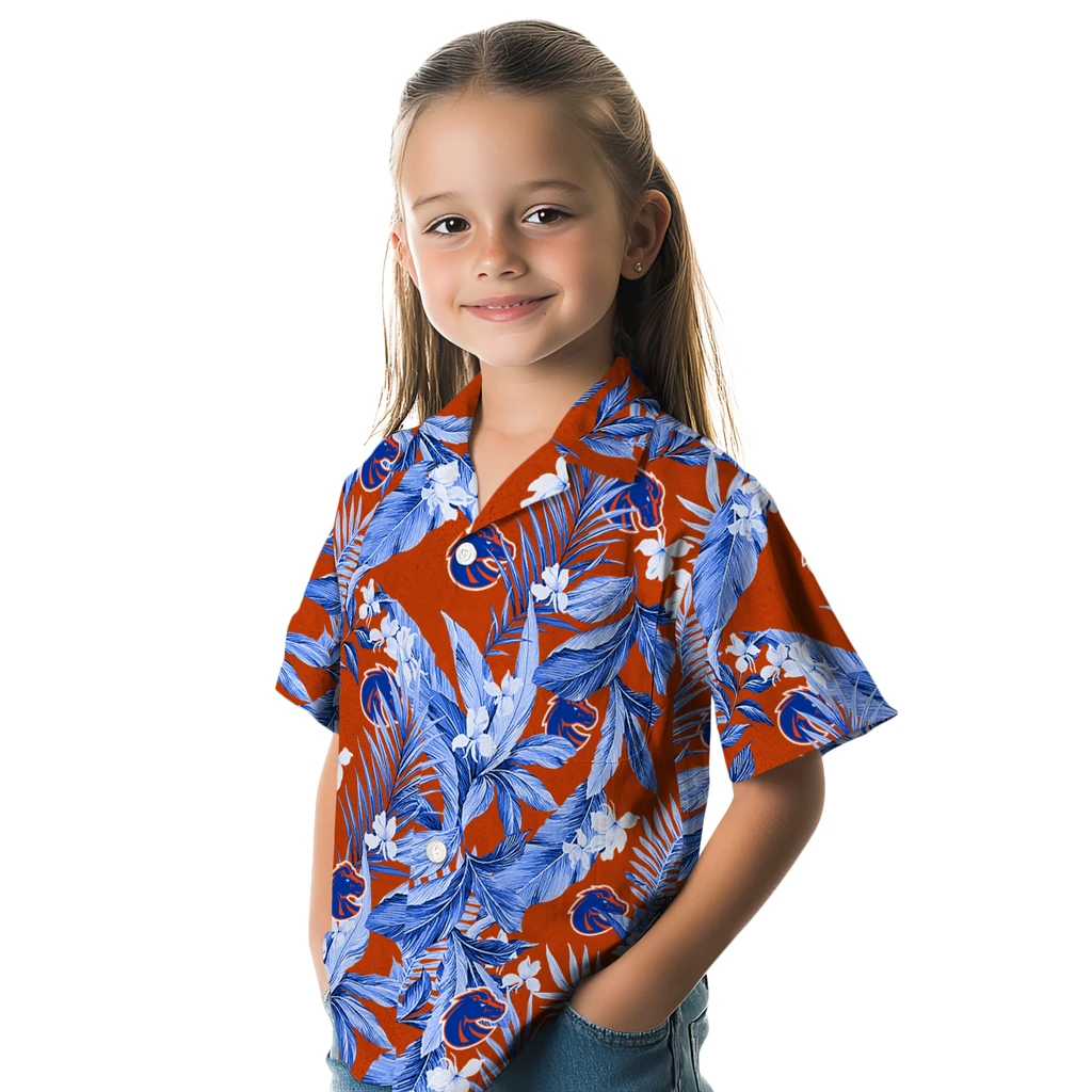 Boise State Broncos Hawaiian Shirt - Palm Leaves boise state broncos palm leaves orange hawaiian shirts premium grade
